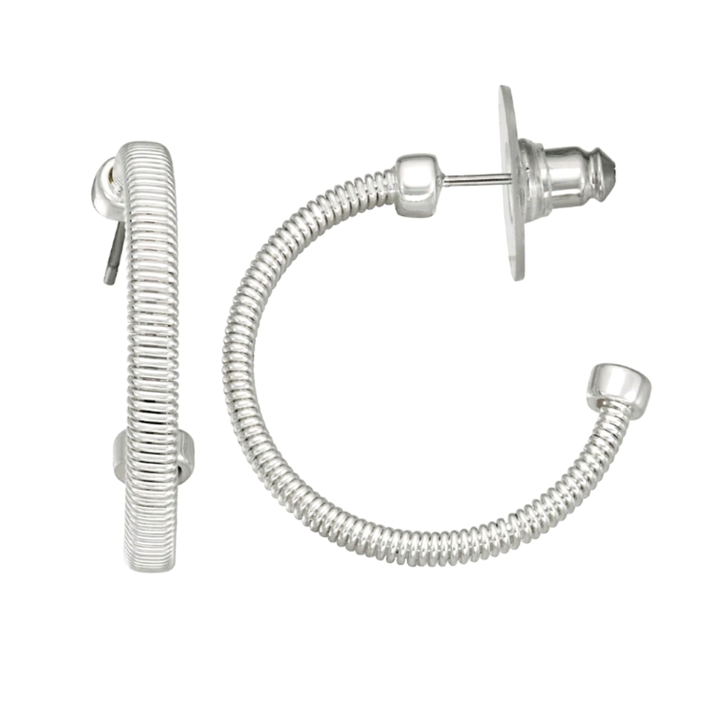 Napier Silver Tone Wire-Wrapped C-Hoop Earrings